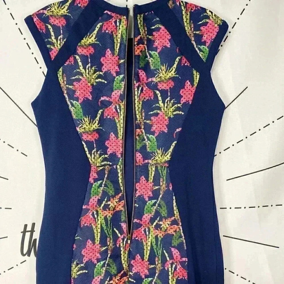 Pink Martini Pink Blue & Green Floral Sheath Dress - Picture 7 of 8